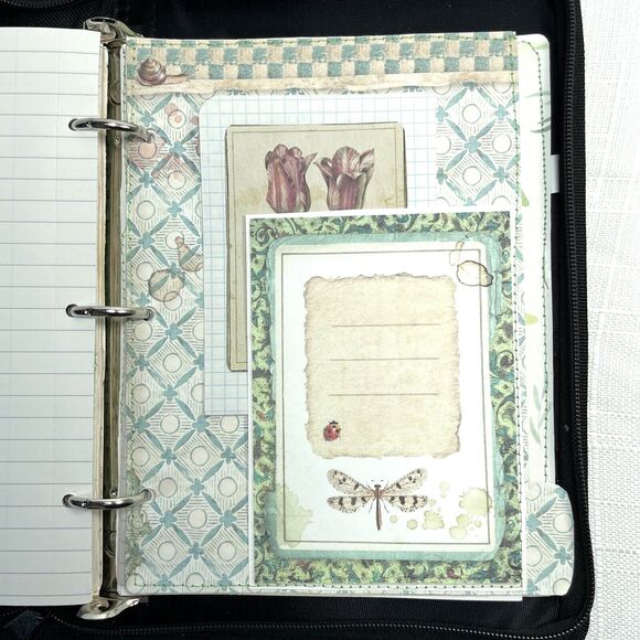 Handmade Embellished Junk Journal Zipper Binder Dividers Nature Garden 8" X 11" - Picture 10 of 16